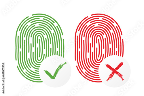 Touch ID vector icon isolated fingerprint design for app and smartphones. Yes and No. Scanner icon. Vector illustration.