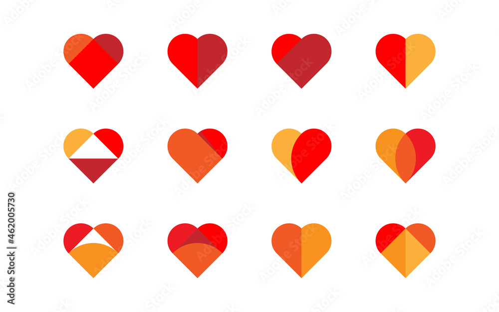 Heart icon set. vector hearts collection. Romance and love illustrations.