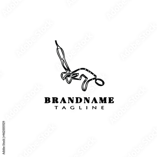 bungee jumper cartoon logo icon design template black isolated illustration