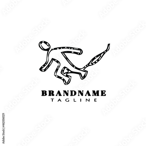 cute bungee jumper cartoon logo icon design template black isolated vector illustration