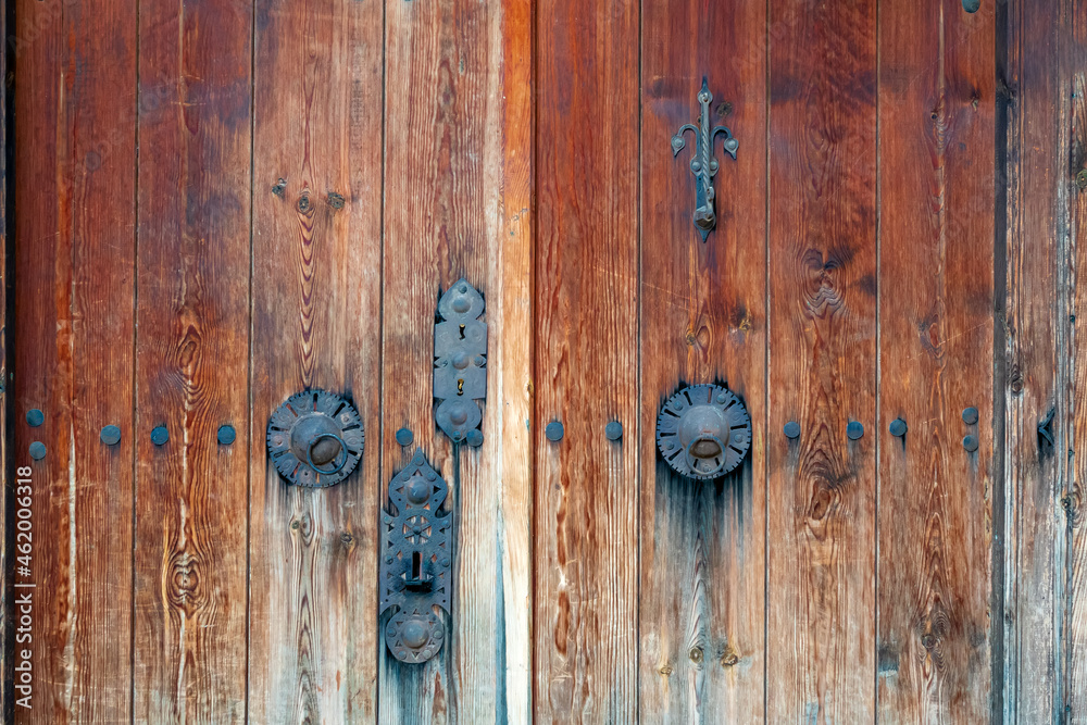 Wooden door detail in village house