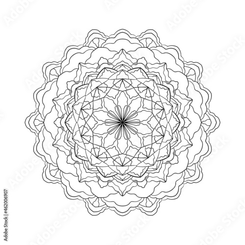 Mandala illustration for coloring book page or other creative project. Round lace pattern. Intuitive drawing, art-therapy.