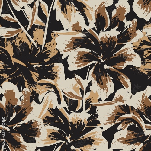 Floral Brush strokes Seamless Pattern Background