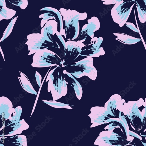Floral Brush strokes Seamless Pattern Background