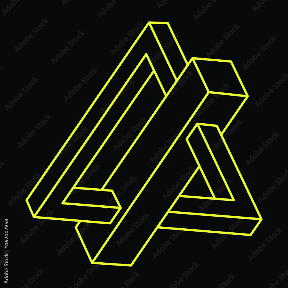 Impossible shape logo design, optical illusion object. Optical art. Sacred geometry figure. Escher style. Impossible shape logo design, optical illusion object. Optical art. Sacred geometry figure. Escher style.