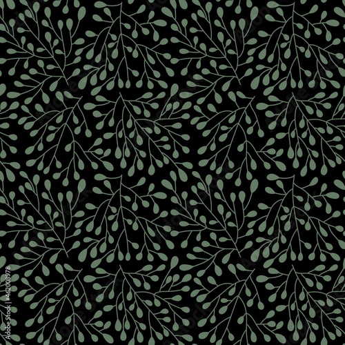 Seamless floral pattern with ethnic flower on black background