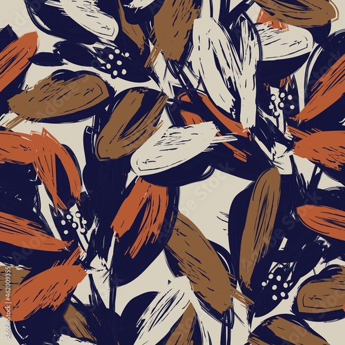 Floral Brush strokes Seamless Pattern Background