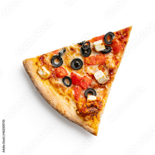 Isolated pizza slice on white background