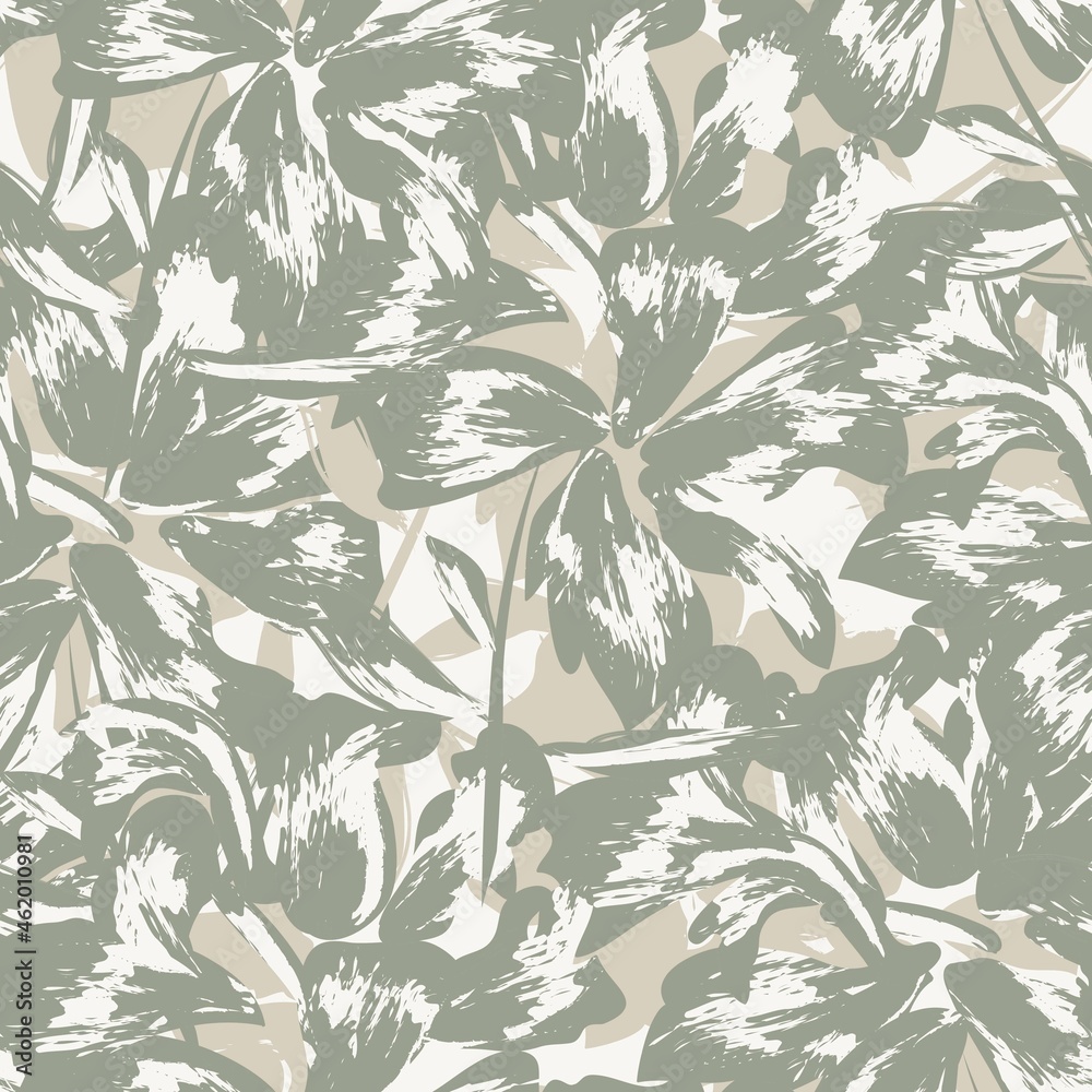 Fototapeta premium Floral Brush strokes Seamless Pattern Background