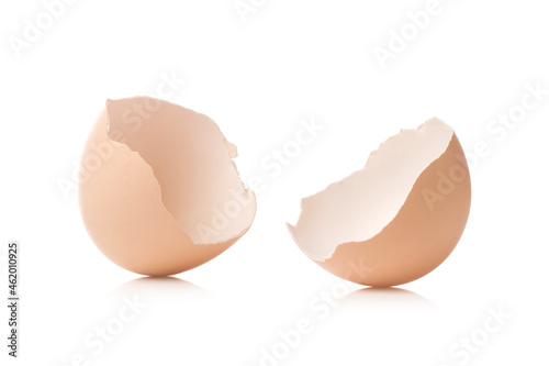 broken egg shell isolated on white background.