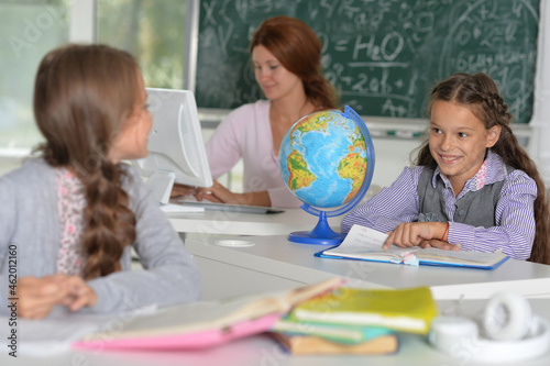 pupils  studying at lesson in class room