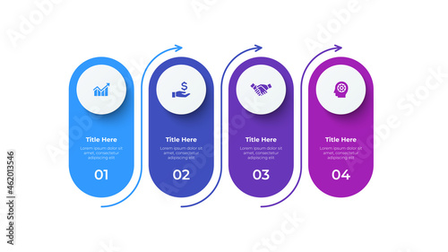 Four banners for business presentation. Process visualization or timeline. Vector infographic design template with 4 options