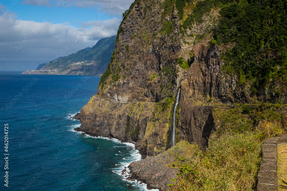 Famous waterfall in Madeira Island named Véu da Noiva