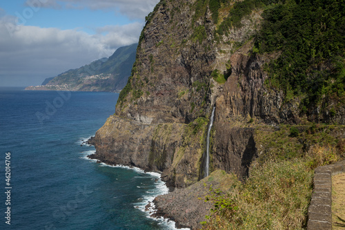 Famous waterfall in Madeira Island named Véu da Noiva
