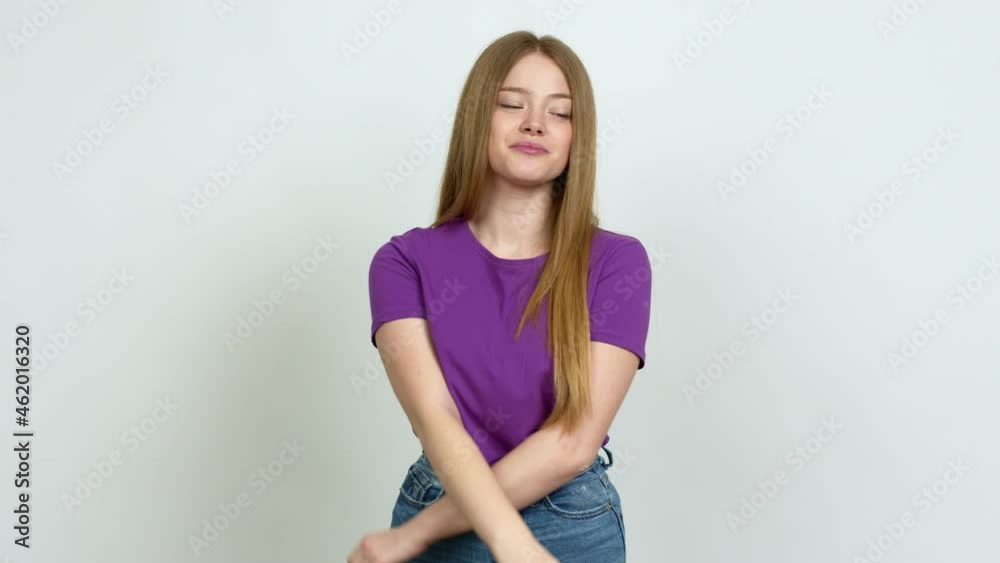 Teenager girl smiling and looking to the front with confident face over isolated background Teenager girl smiling and looking to the front with confident face over isolated background