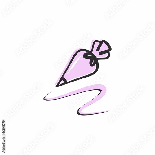 Vector illustration with pastry tools. Pastry bag. Design element for pastry chef, chocolatier, baker.