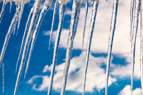 Icicles hanging from the roof