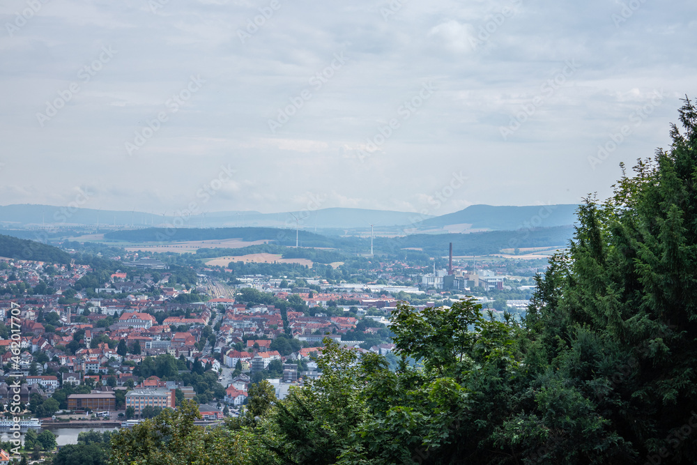 Country landscape over city Hamelin in Germany