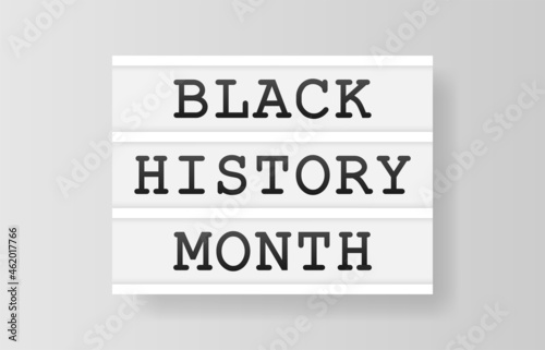 Black History Month. Retro advertising with retro lightbox on white background. Vector design banner. Vector illustration.