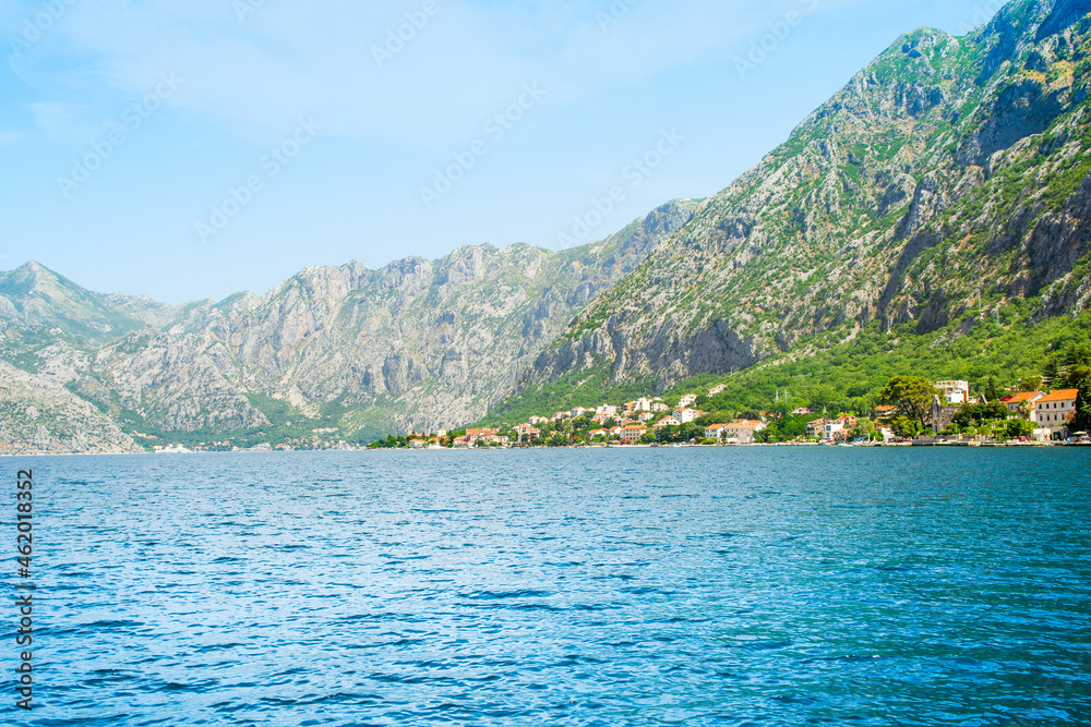 A beautiful summer landscape of the Bay of Kotor coastline - Boka Bay