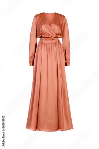  Long silk evening maxi dress isolated on white background © mstudio