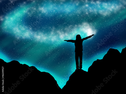 Canvas Print Galaxy with many shining stars