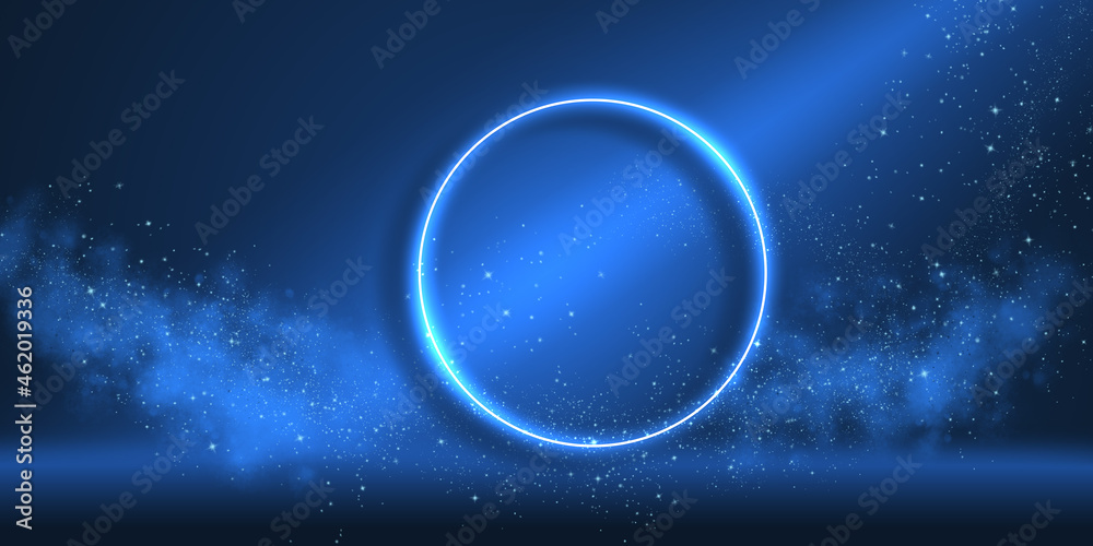 Luminous white picture frame in the shape of a circle on an artful blue background of a galaxy. Effective background with space for your own text. Great lighting effect.
Luminous white picture frame in the shape of a circle on an artful blue background of a galaxy. Effective background with space for your own text. Great lighting effect.
