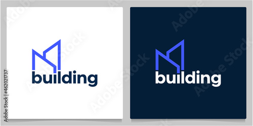 Building wordmark typography architecture line style logo design