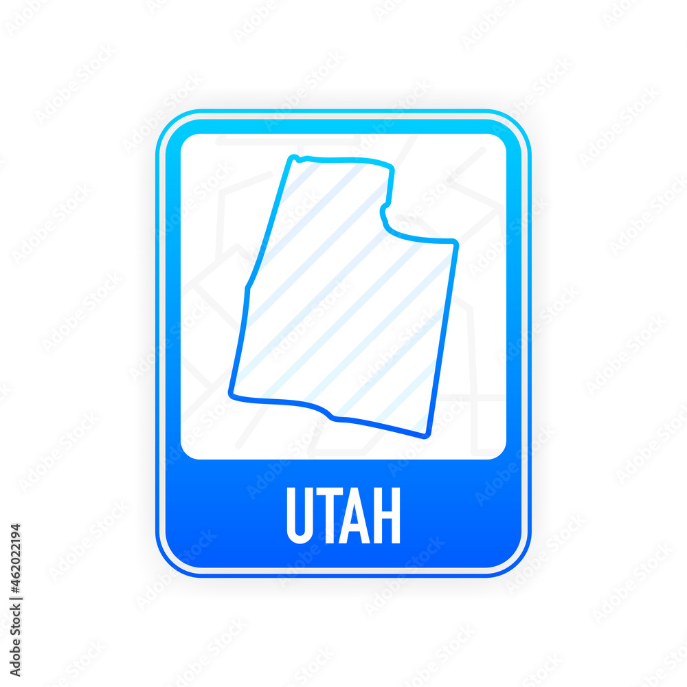 Utah - U.S. state. Contour line in white color on blue sign. Map of The United States of America. Vector illustration. Utah - U.S. state. Contour line in white color on blue sign. Map of The United States of America. Vector illustration.