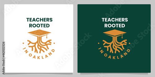 Roots and Bachelors hat Teacher Educations Vintage Logo Design