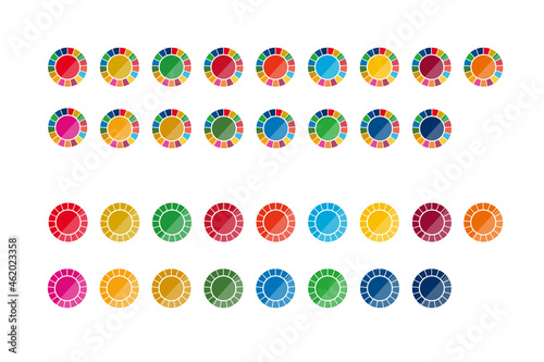 Symbol icons for a bright future inspired by Sustainable Development Goals. Vector illustration isolated on white background.