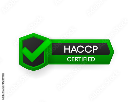 HACCP Certified banner vector isolated on white background. Flat badge or label of certification. Vector illustration.