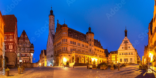 Night Market square in medieval Old Town of Rothenburg ob der Tauber, Bavaria, southern Germany