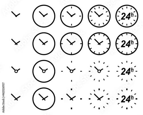 snvi57 SetNewVectorIllustration snvi - 20 set - analog clock icons . time . 24h symbols . vector illustration . AI10 / EPS10 . g10769