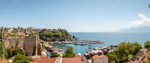 kaleici port, the historical center of Antalya, yachts and pleasure boats in kaleici bay. old buildings of turkey, a tourist place