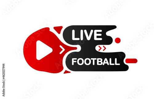 Live Football banner. Online virtual video. Interesting design on White background. Vector illustration.