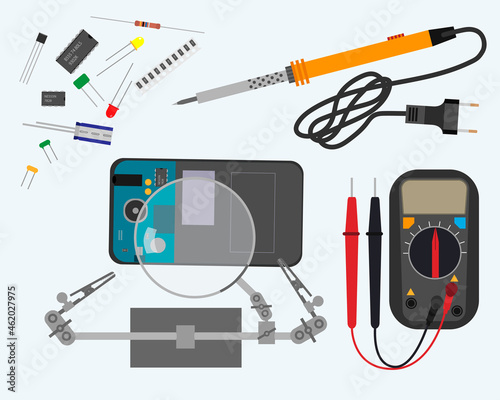 Service repair of electronic equipment. Electronics repair process