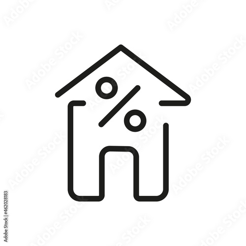 Vector Line Icon Related Home, Cottage, House, Building