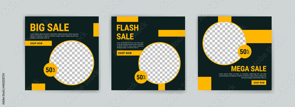 Sale square banner template for social media posts. Sale square banner template for social media posts.