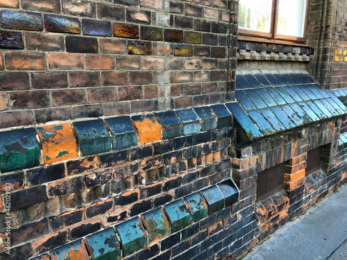 Photography Fantastic glazed brickwork on an old building in Europe