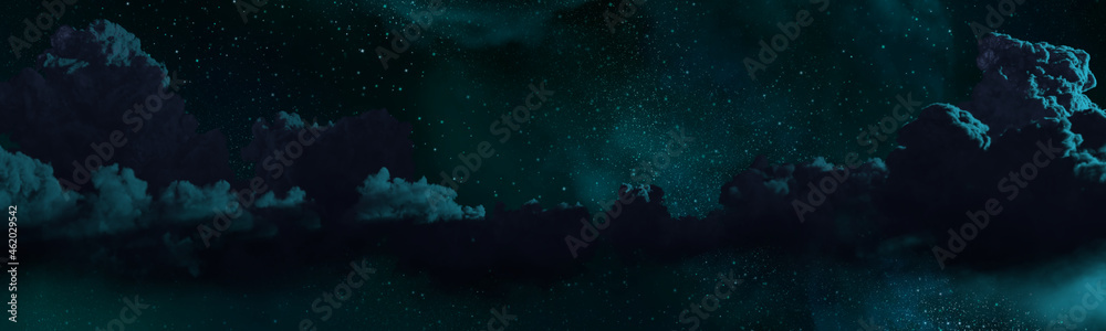 pretty panoramic clouds at night backdrop . computer generated nature 3D illustration