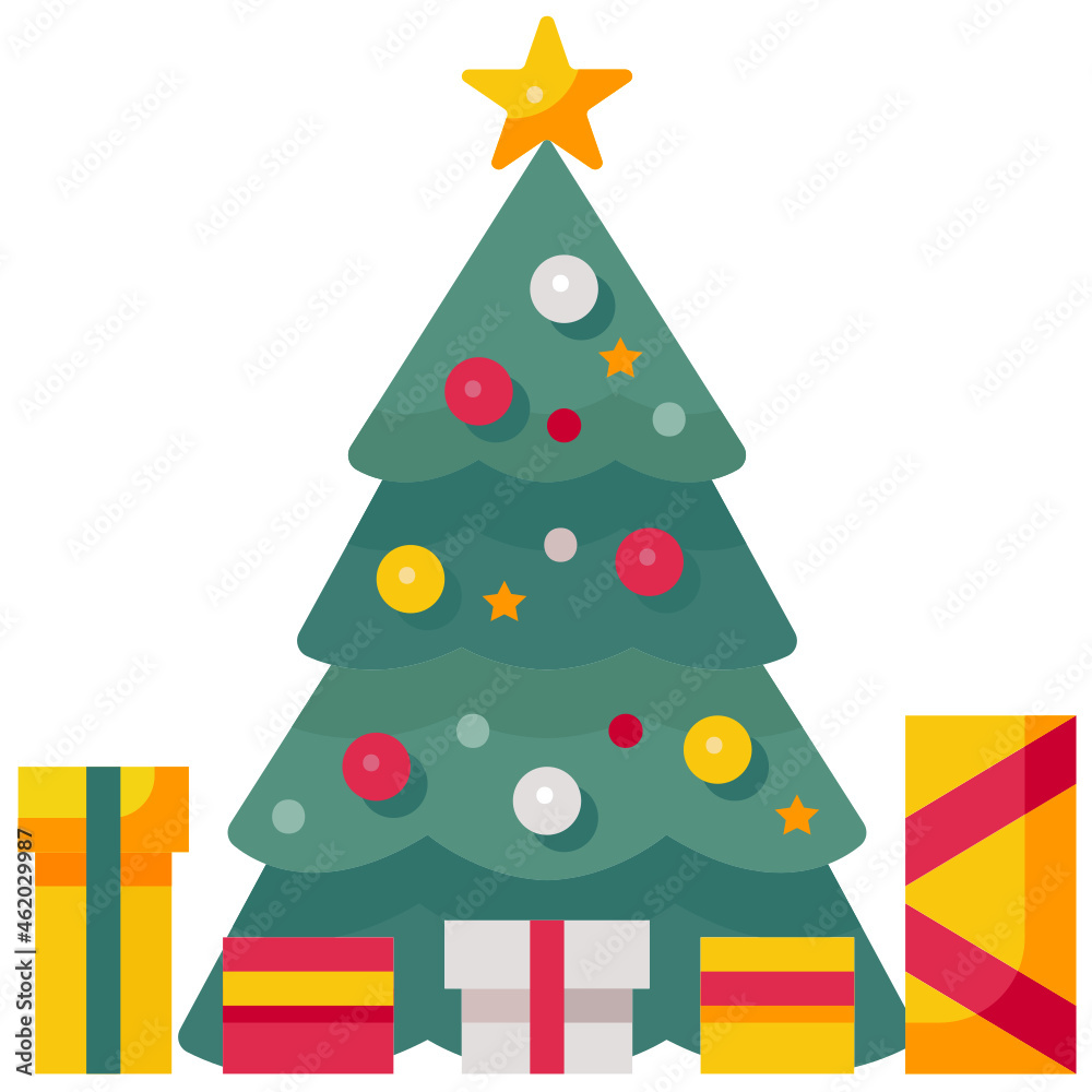 christmas tree flat icon christmas tree flat icon