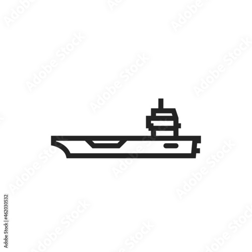 aircraft carrier line icon. naval military warship symbol. isolated vector image