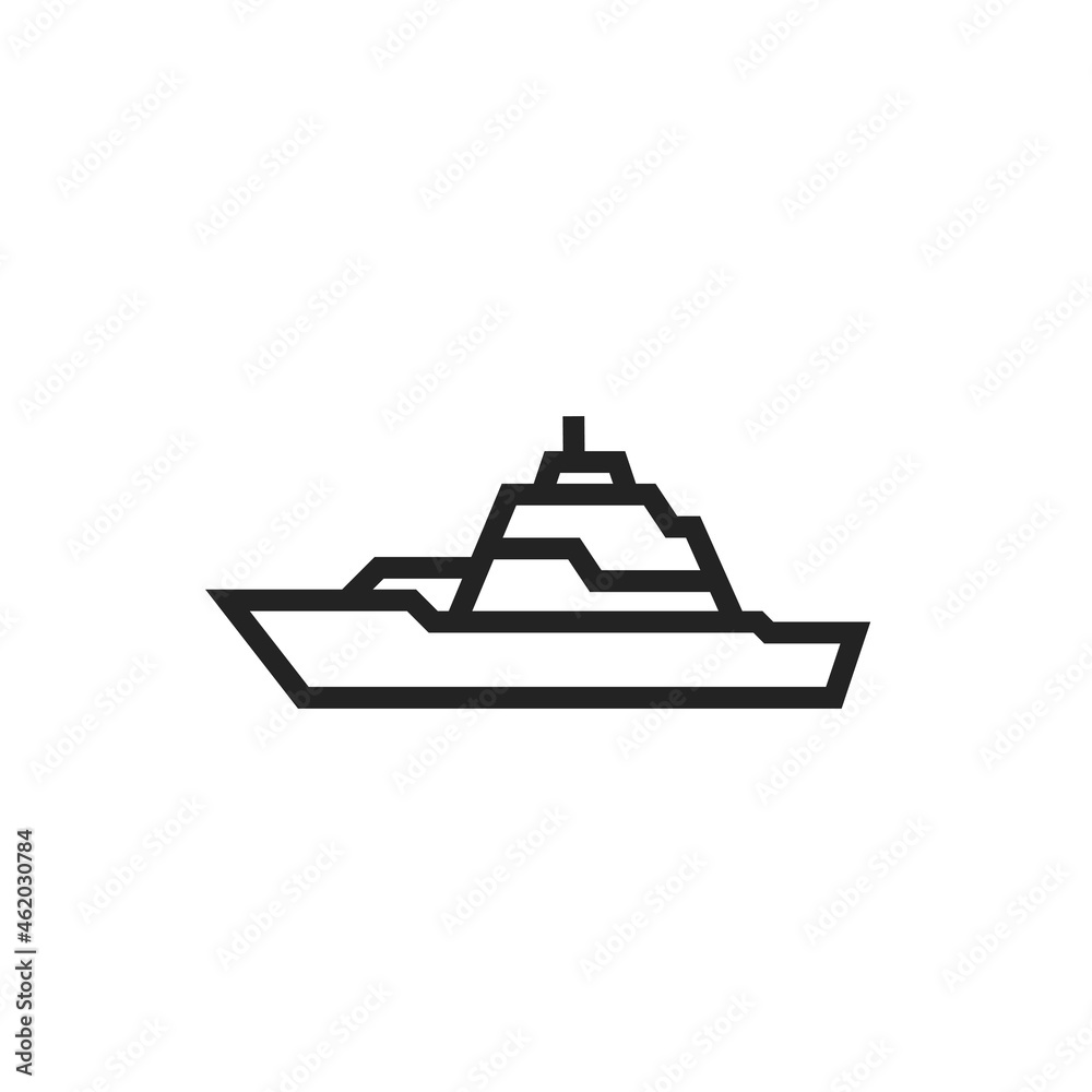warship line icon. navy ship symbol. isolated vector image warship line icon. navy ship symbol. isolated vector image