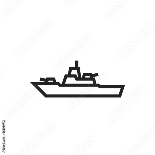 frigate warship line icon. military ship symbol. isolated vector image