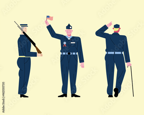 veterans three characters