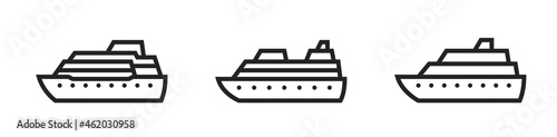 Papier peint cruise ship line icon set. sea travel and cruise symbols