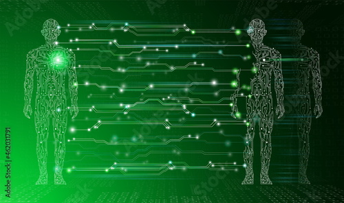 abstract background technology concept in green light,human body heal,technology modern medical science in future and global international medical with tests analysis clone DNA human