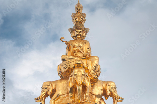 gold statue of Samantabhadra Bodhisattva mount emei