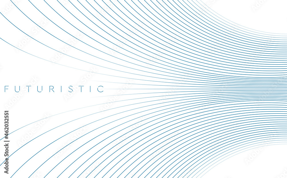 Blue minimal wavy lines abstract futuristic tech background. Vector digital design